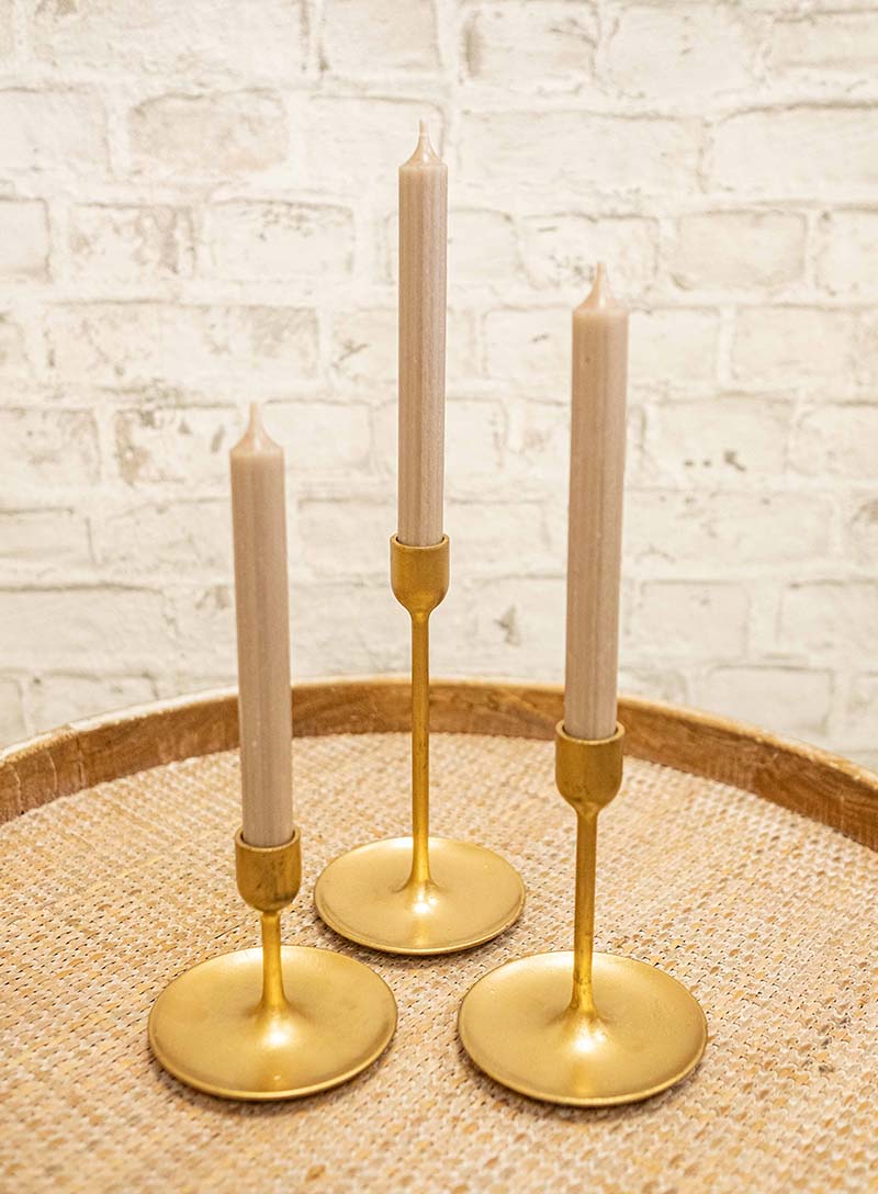 3 Stück Kerzenständer Gold - Stabkerzenhalter 10,2/15,3/20,5cm Für 2,1cm Kerzen