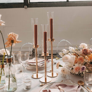 Kerzenständer mit Glasaufsatz 'Roségold' - 3er Set – Bild 3